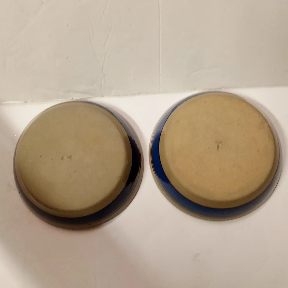 2 vintage Stoneware Pottery Bowls Cobalts Blue Snack, Cereal